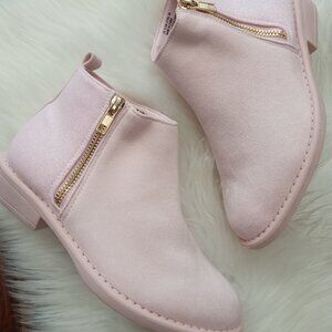 Fabkids Big Girl's Size 3 Chalk Pink Glitter Back Booties NEW!